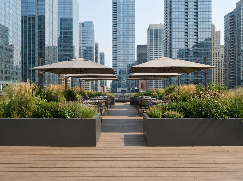 Roof garden with urban Planter