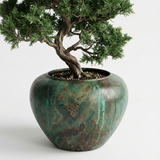 Large Bulbous Verdigris Fiberglass Planter
