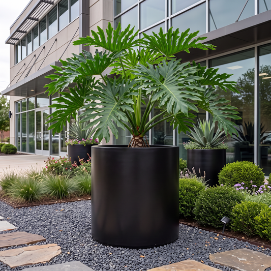 Round Cylinder Fiberglass Planter